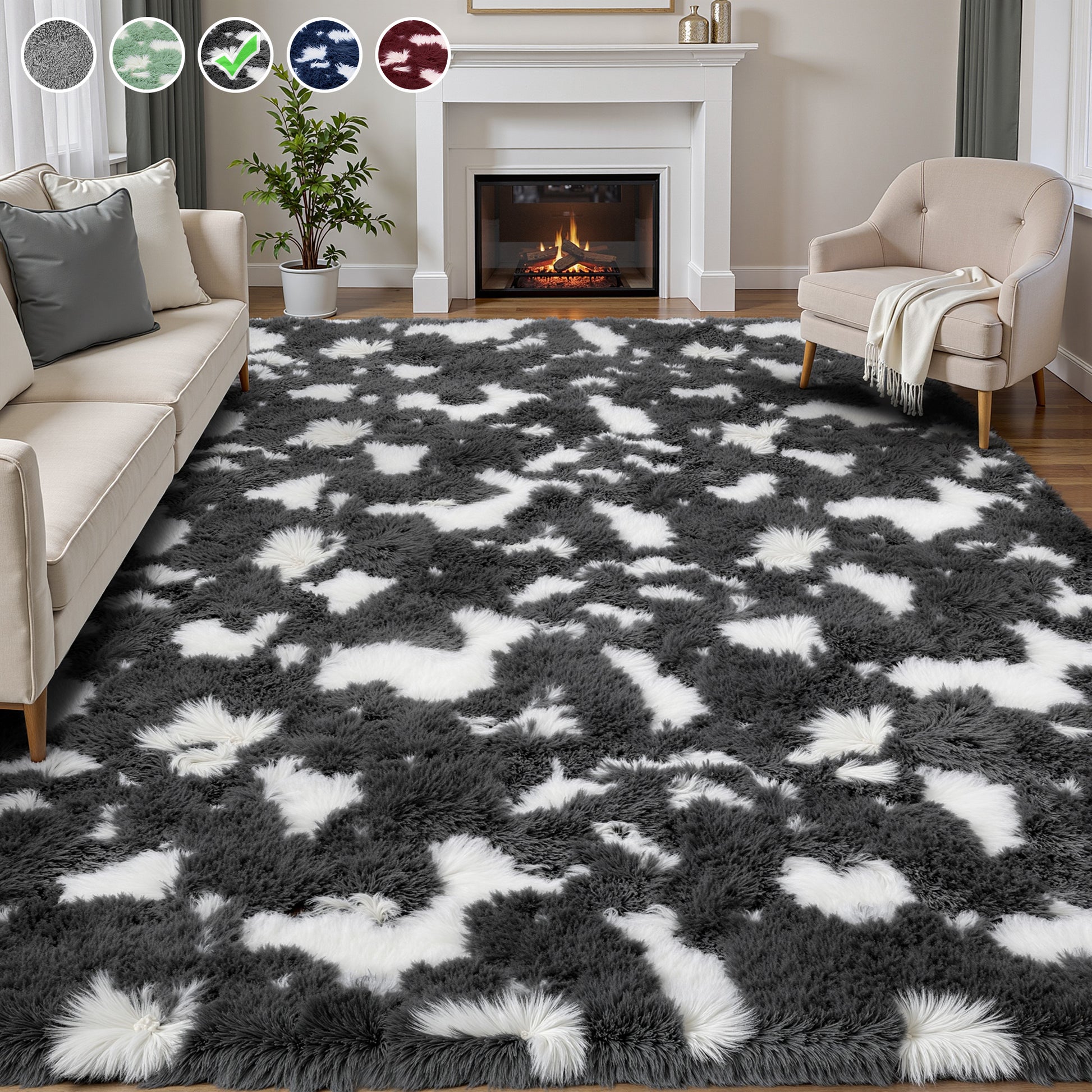 Lalado 8ft x 10ft Shag Area Rug, Soft Fluffy Indoor Area Rugs for Living Room Bedroom Decor Carpet