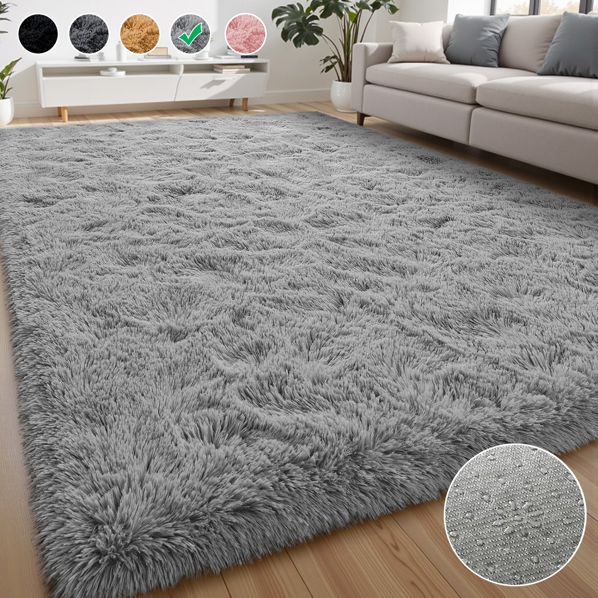Lalado 4ft x 6ft / 5ft x 7ft / 5ft x 8ft / 8ft x 10ft / 9ft x 12ft Area Rug, Soft Fluffy Indoor Shag Area Rugs for Living Room Bedroom Decor Carpet