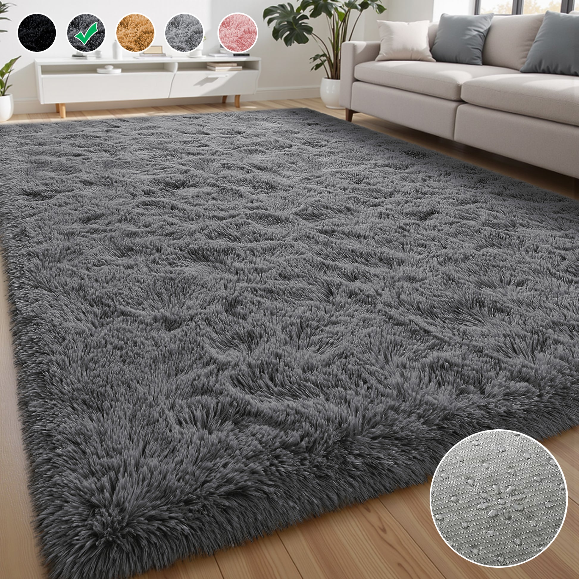 Lalado 4ft x 6ft / 5ft x 7ft / 5ft x 8ft / 8ft x 10ft / 9ft x 12ft Area Rug, Soft Fluffy Indoor Shag Area Rugs for Living Room Bedroom Decor Carpet