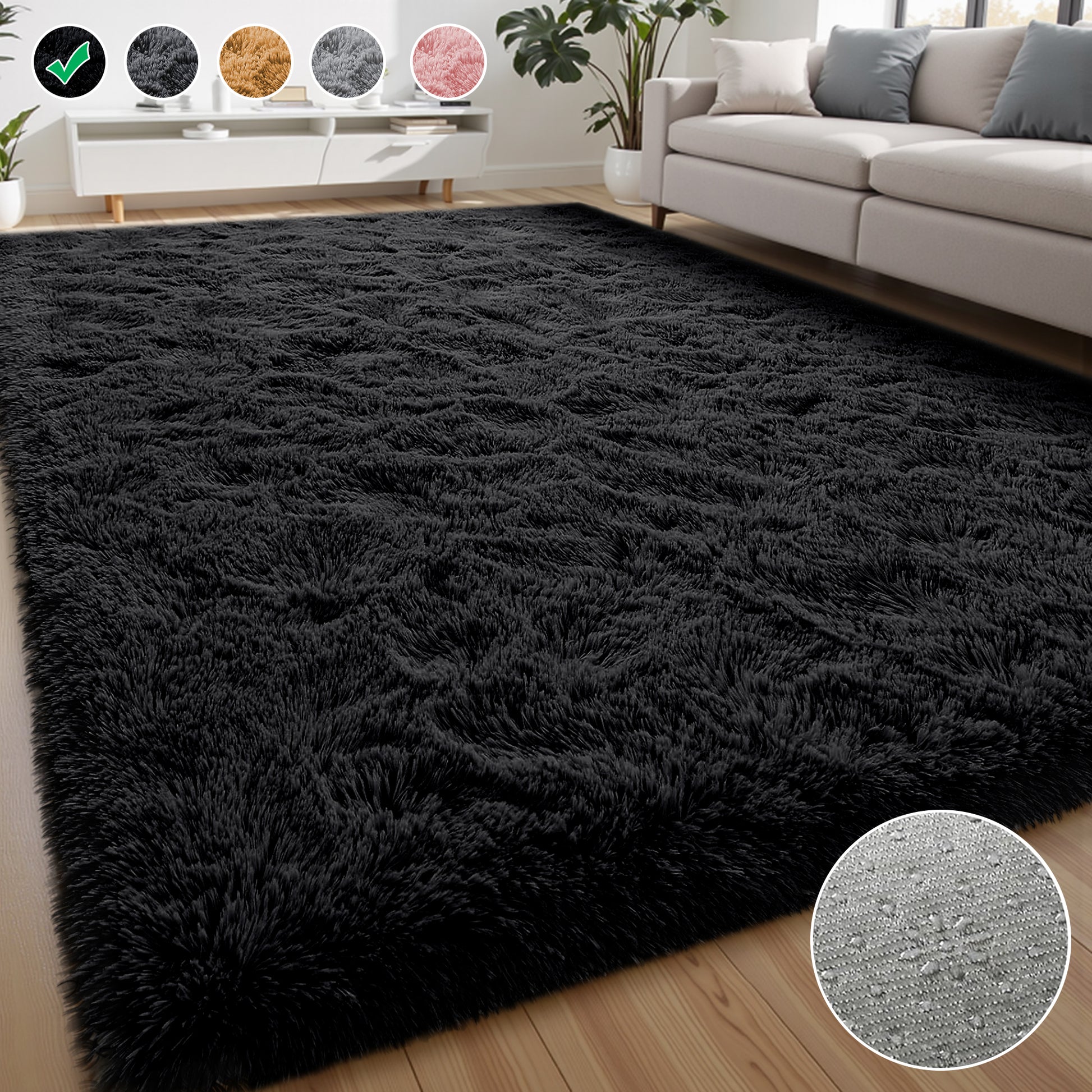 Lalado 4ft x 6ft / 5ft x 7ft / 5ft x 8ft / 8ft x 10ft / 9ft x 12ft Area Rug, Soft Fluffy Indoor Shag Area Rugs for Living Room Bedroom Decor Carpet