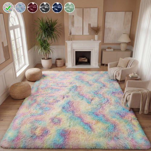 Lalado 5ft x 8ft / 8ft x 10ft Shag Area Rug, Soft Fluffy Indoor Tie-Dye Area Rugs for Living Room Bedroom Decor Carpet