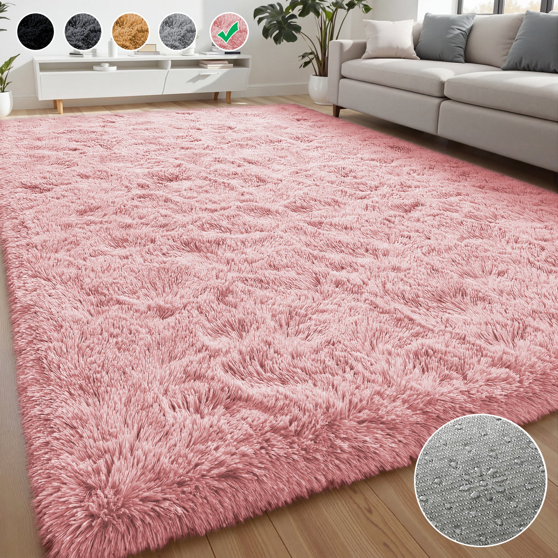 Lalado 4ft x 6ft / 5ft x 7ft / 5ft x 8ft / 8ft x 10ft / 9ft x 12ft Area Rug, Soft Fluffy Indoor Shag Area Rugs for Living Room Bedroom Decor Carpet