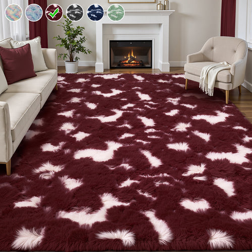 Lalado 5ft x 8ft / 8ft x 10ft Shag Area Rug, Soft Fluffy Indoor Tie-Dye Area Rugs for Living Room Bedroom Decor Carpet