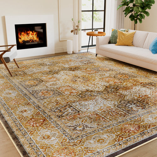 Lalado 8ft x 10ft Boho Area Rugs, Washable Vintage Area Rugs for Living Room Bedroom Kitchen Indoor Home Decor, Soft Low Pile Non-Slip Carpet