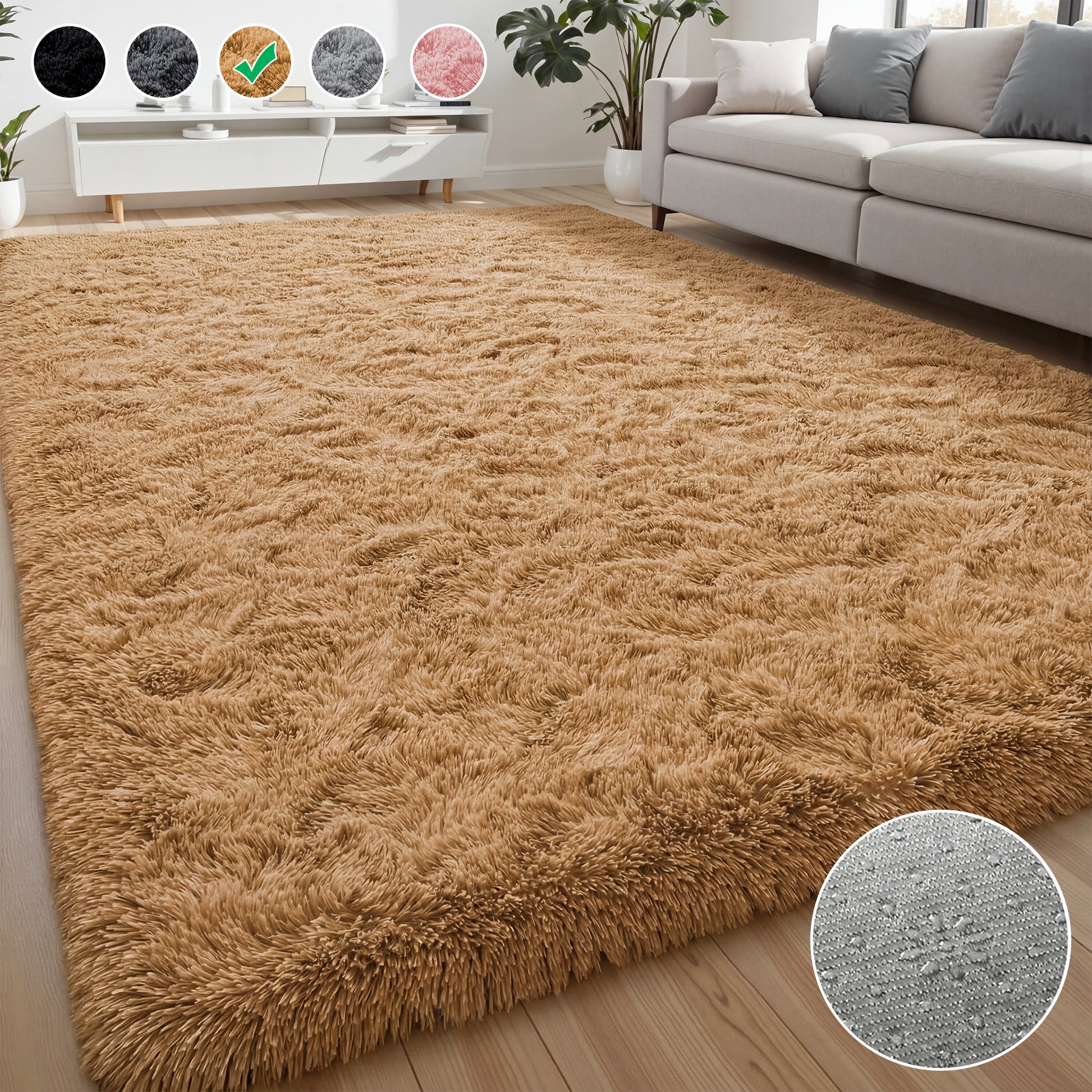 Lalado 4ft x 6ft / 5ft x 7ft / 5ft x 8ft / 8ft x 10ft / 9ft x 12ft Area Rug, Soft Fluffy Indoor Shag Area Rugs for Living Room Bedroom Decor Carpet