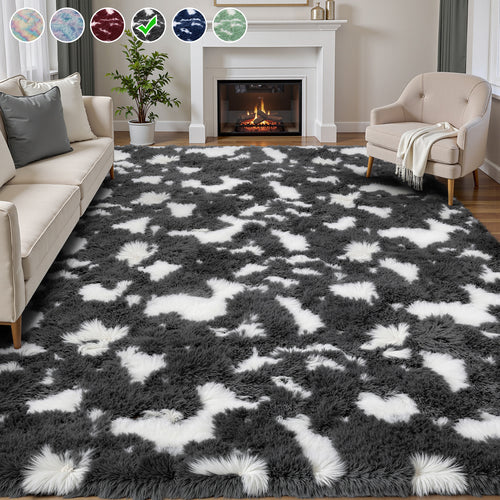 Lalado 5ft x 8ft / 8ft x 10ft Shag Area Rug, Soft Fluffy Indoor Tie-Dye Area Rugs for Living Room Bedroom Decor Carpet